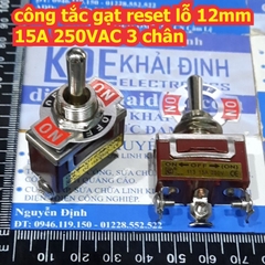 Công tắc gạt reset lỗ 12mm 15A 250VAC E-TEN 3 / 6 chân 1 / 2 phương, gạt nhả / giữ kde8616