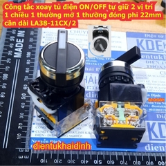 Công tắc xoay tủ điện ON/OFF tự giữ phi 22mm cần dài LA38-20CX/3 LA38-11CX/2 kde8628