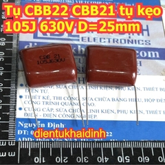 5 con Tụ CBB22 CBB21 tụ kẹo nâu đỏ 105J 630V D= 20mm / 25mm kde1757