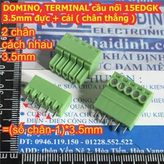 DOMINO, TERMINAL cầu nối 15EDGK 3.5mm bộ đầu đực + cái ( chân thẳng ) 2P ~ 12P kde8715