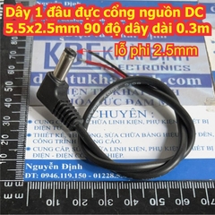 đầu đực cổng jack DC 5.5x2.1mm 90 độ dây dài 0.3m kde8753