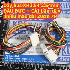 Dây bus XH2.54 2.54mm ĐẦU ĐỰC + CÁI bấm dây nhiều màu dài 20cm 2P ~ 10P kde8800