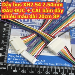 Dây bus XH2.54 2.54mm ĐẦU ĐỰC + CÁI bấm dây nhiều màu dài 20cm 2P ~ 10P kde8800