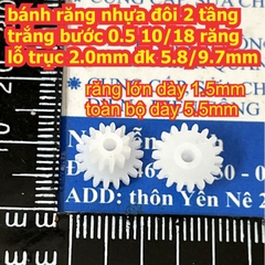 bánh răng nhựa trắng bước 0.5 1 tầng / 2 tầng lỗ 1mm / 2mm đủ các loại kích cỡ kde9102