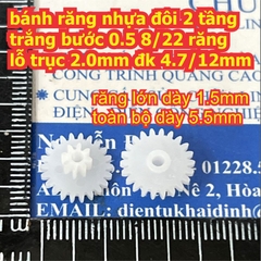 bánh răng nhựa trắng bước 0.5 1 tầng / 2 tầng lỗ 1mm / 2mm đủ các loại kích cỡ kde9102