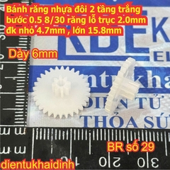 bánh răng nhựa trắng bước 0.5 1 tầng / 2 tầng lỗ 1mm / 2mm đủ các loại kích cỡ kde9102