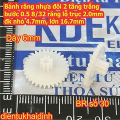 bánh răng nhựa trắng bước 0.5 1 tầng / 2 tầng lỗ 1mm / 2mm đủ các loại kích cỡ kde9102