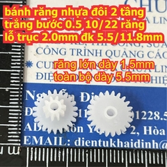 bánh răng nhựa trắng bước 0.5 1 tầng / 2 tầng lỗ 1mm / 2mm đủ các loại kích cỡ kde9102