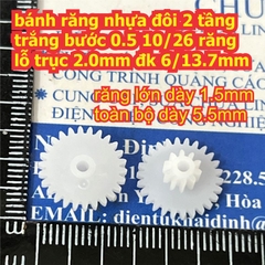 bánh răng nhựa trắng bước 0.5 1 tầng / 2 tầng lỗ 1mm / 2mm đủ các loại kích cỡ kde9102