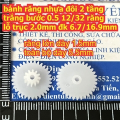 bánh răng nhựa trắng bước 0.5 1 tầng / 2 tầng lỗ 1mm / 2mm đủ các loại kích cỡ kde9102