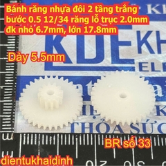 bánh răng nhựa trắng bước 0.5 1 tầng / 2 tầng lỗ 1mm / 2mm đủ các loại kích cỡ kde9102
