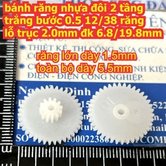 bánh răng nhựa trắng bước 0.5 1 tầng / 2 tầng lỗ 1mm / 2mm đủ các loại kích cỡ kde9102