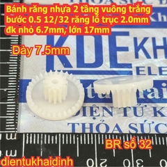 bánh răng nhựa trắng bước 0.5 1 tầng / 2 tầng lỗ 1mm / 2mm đủ các loại kích cỡ kde9102