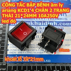 CÔNG TẮC BẬP BÊNH đầu âm ly ariang KCD1 4 / 6 CHÂN 2 / 3 TRẠNG THÁI 21*24MM 6A250V màu đen / led báo kde9149
