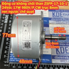 Động cơ không chổi than ZSFP-17-10-1 24Vdc 17W 980V/P CW trục 8mm ren ngược chế quạt máy kde9164