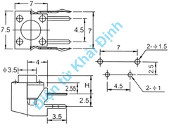 NÚT NHẤN bấm reset ấn nhả 6x6mm LOẠI vuông góc 90 độ 2P cao 8.5mm / 10.5mm kde9165