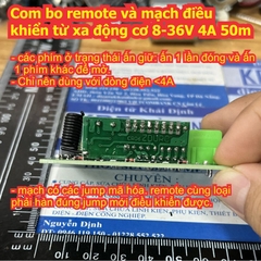 Com bo remote 3 phím mạch điều khiển từ xa không dây tiến lùi dừng động cơ 8-36V 4A 50m kde9172