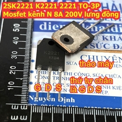 2SK2221 K2221 2221 Mosfet kênh N 2SJ352 J352 352 Mosfet kênh P TO-3P 8A 200V kde9208