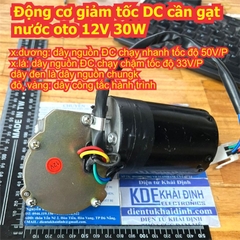 Động cơ giảm tốc DC cần gạt nước oto răng xoắn chạy thuận nghịch 12V 30W 33V/P 50V/P trục ren M8 kde9426
