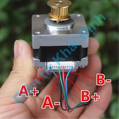 động cơ bước 39mm 2 pha 4 dây 1.8 độ 7ohm trục 5 x 13mm bánh răng MXL 20 răng 2132040096 kde9529