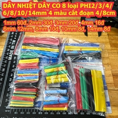 DÂY NHIỆT DÂY CO 8 loại PHI 2/3/4/6/8/10/14mm 4 màu cắt đoạn 4/8cm kde9570