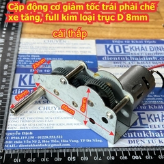 Cặp động cơ giảm tốc trái phải chế xe tăng, full kim loại 7.4V trục D 8mm kde9641
