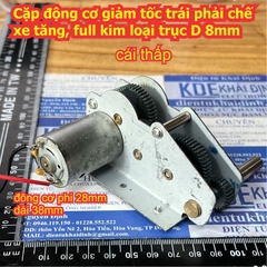 Cặp động cơ giảm tốc trái phải chế xe tăng, full kim loại 7.4V trục D 8mm kde9641