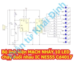 Bộ linh kiện MẠCH NHÁY 10 LED chạy đuổi nhau IC NE555 CD4017 kde9648