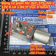 Động cơ giảm tốc 370 JGY-370 chữ L 12V 0.1A 1.8V/P trục D 6mm kde9736
