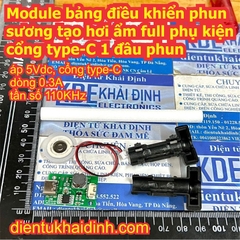 Module bảng điều khiển phun sương tạo hơi ẩm full phụ kiện cổng type-C 1, 2, 4 đầu phun kde9748