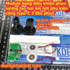 Module bảng điều khiển phun sương tạo hơi ẩm full phụ kiện cổng type-C 1, 2, 4 đầu phun kde9748