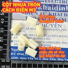 CỘT NHỰA CỌC NHỰA TRỤ CHÂN NHỰA TRÒN cách điện màu trắng lỗ nhẵn M3 dài 2mm ~ 30mm kde0400