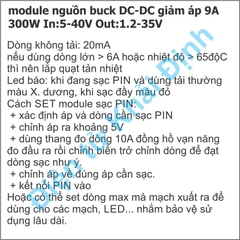 module nguồn buck DC-DC giảm áp hạn dòng 9A 300W In:5-40V Out:1.2-35V kde0218
