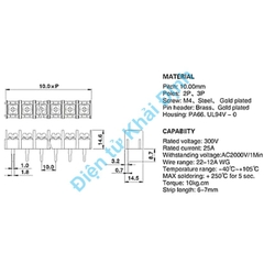 DOMINO cầu đấu đầu vặn nối dây màu đen DG-1000 10mm chân mạ vàng 2p kde0461