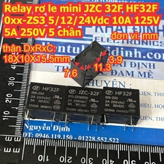 Relay rơ le mini JZC 32F HF32F 012-HS3 005-HS3 024-HS3 005-ZS3 012-ZS3 5vdc 12Vdc 24vdc 5A 250V 4 / 5 chân kde0022