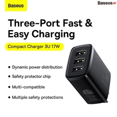 Cốc Sạc Đa Năng 17W Baseus 3 Cổng USB