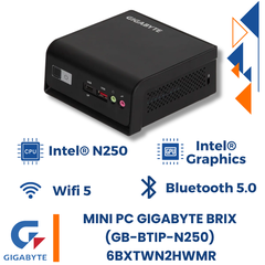 Mini PC Gigabyte Brix GB-BTIP-N250 6BXTWN2HWMR (Intel N250 | Intel Graphics | Wifi 5 | Bluetooth 5.0 | Đen)