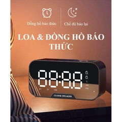 Loa Bluetooth DM-88 Mặt Gương Kiêm Đồng Hồ Báo Thức