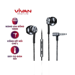 Tai Nghe Có Dây Nhét Tai VIVAN Q12 3.5mm Âm Thanh HD Bọc Dù Siêu Bền Tích Hợp Micro Đàm Thoại - HÀNG CHÍNH HÃNG