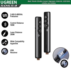 Bút trình chiếu Laser không dây chính hãng Ugreen 50654 cao cấp (Led đỏ, chiếu xa 200M)