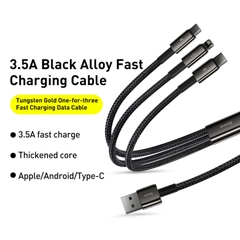 Cáp Sạc 3 Đầu Baseus Tungsten Gold Series 3 in 1 (USB to Type C/ Lightning/ Micro USB)