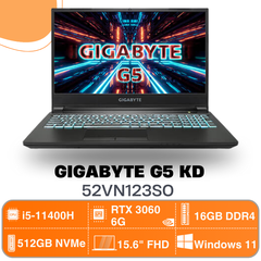 Laptop Gaming Gigabyte G5 KD-52VN123SO (15.6 FHD | 144Hz | i5 11400H | RTX3060 6GB | 16GB | S-512GB | Win 11 | Đen)