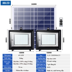 2 Đèn pha 60W năng lượng mặt trời 1 tấm panel (HYN-02)