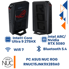 Máy Bộ Gaming Asus Mini NUC ROG RNUC15JNK9X289A0 (Intel Core Ultra 9 275HX | Intel ARC/Nvidia RTX 5080 16GB GDDR7  | Wifi 7 | Bluetooth 5.4 | Đen)