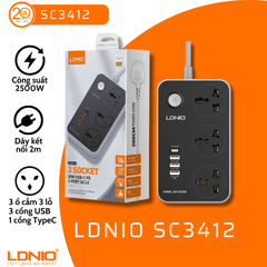 Ổ Cắm Điện Đa Năng LDNIO SC3412 (Đen)