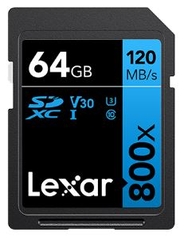 Thẻ nhớ SD 64GB Lexar V30 (120MB/s, 800x, 4K)