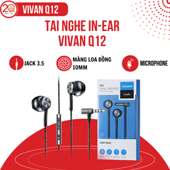 Tai Nghe Có Dây Nhét Tai VIVAN Q12 3.5mm Âm Thanh HD Bọc Dù Siêu Bền Tích Hợp Micro Đàm Thoại - HÀNG CHÍNH HÃNG