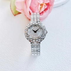 Davena Mặt Tròn Xoay |Nữ Giới |Silver |Dây Kim Loại Đính Đá |Máy Pin (Quartz) |Size 38mm