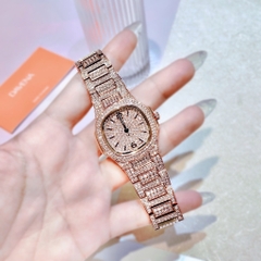 Davena Mặt Vuông |Nữ Giới |Full Đá |Dây Kim Loại Rose Gold |Máy Pin (Quartz) |Size 32mm