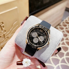 Michael Kors Jessa |Unisex |Đính Đá |Dây Cao Su Đen |Máy Pin (Quartz) |Size 40mm